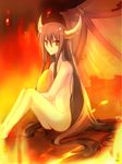  black_hair egg fire horns korean long_hair nude onyxia warcraft wings world_of_warcraft yellow_eyes 