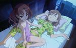  :3 absurdres bare_shoulders barefoot bed bow brown_eyes brown_hair chemise closed_eyes detexted female_pervert flat_chest from_above girl_on_top grin hair_bow hands hataike_hiroyuki highres lingerie looking_back lying midriff misaka_mikoto moonlight multiple_girls naughty_face navel night official_art on_back pajamas panties perspective pervert pillow saliva see-through shirai_kuroko short_hair sleep_molestation sleeping smile strap_slip third-party_edit to_aru_kagaku_no_railgun to_aru_majutsu_no_index twintails unbuttoned underwear undressing you_gonna_get_raped yuri 