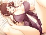  babydoll bed breasts brown_hair censored green_eyes huge_breasts jewelry legs lingerie long_hair long_legs lying mature mole mole_under_mouth nipples panties ribahara_aki ring see-through solo spread_legs tatewaki_ichika thighs underwear watashi_no_shiranai_mesu_no_kao wedding_band 