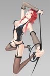  bad_id bad_pixiv_id breasts garter_belt high_heels izayoi_aki kneeling large_breasts long_hair navel oomii_(f.style) red_eyes red_hair shoes sideboob solo thighhighs whip yuu-gi-ou yuu-gi-ou_5d's 