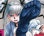  angry blue_eyes feet foreshortening original pov_feet radiohead socks soles solo toes white_hair 