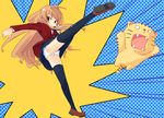  aisaka_taiga brown_eyes brown_hair cat high_kick kicking long_hair nanasuke panties pantyshot school_uniform skirt solo thighhighs toradora! underwear 