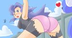  ass blue_hair dragonite dratini gym_leader ibuki_(pokemon) latex lowres nintendo panties pink_panties pokemon torn_clothes underwear 