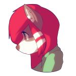  ambiguous_gender anthro canid canine canis clothed clothing green_eyes hair long_hair mammal marblesoda piercing red_hair rikki sad simple_background wolf 