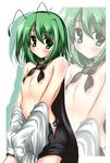  antennae blush cape flat_chest green_eyes green_hair nipples nozomi_tsubame off_shoulder panties shirt short_hair shorts shy solo topless touhou underwear undressing white_shirt wriggle_nightbug zoom_layer 