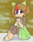  animal_ears barefoot covering furry kyatto_ninden_teyandee otama_(kyatto_ninden_teyandee) samurai_pizza_cats smile tail towel 