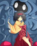  bad_id bad_pixiv_id black_hair blush erika_(pokemon) gen_4_pokemon gym_leader hairband japanese_clothes kimono one_eye_closed pokemon pokemon_(creature) pokemon_(game) pokemon_frlg short_hair tangrowth tentacles tickling urimono yellow_eyes 