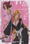  animal_ears artist_request bleach breasts card_(medium) cat cleavage haineko highres large_breasts long_hair matsumoto_rangiku multiple_girls official_art orange_hair scan 