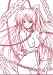  bdsm bondage bound breasts chain collar kousaka_tamaki large_breasts long_hair monochrome navel nude sankaku_umako sketch solo to_heart_2 twintails wrist_cuffs 