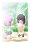  black_hair holding_hands kajiki_yumi multiple_girls purple_hair saki sumeragi_kou touyoko_momoko 