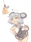  animal_ears bad_id bad_pixiv_id bait basket blade_(galaxist) blush capelet cheese cursor fishing_hook food mouse mouse_ears mouse_tail nazrin no_panties open_mouth paw_pose red_eyes saliva short_hair silver_hair solo tail tears torogao touhou 