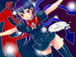  black_hair black_legwear blue_wings dress houjuu_nue panties red_eyes red_wings short_hair solo thighhighs touhou tsuutenkaaku underwear wings 