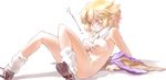  :t blonde_hair breast_hold breasts convenient_leg covering covering_breasts green_eyes large_breasts legs loose_socks mizuhashi_parsee nude pointy_ears pout sachito shoes socks solo touhou 