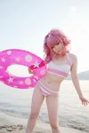  anya_alstreim bikini code_geass cosplay destiny_doll photo pink_hair swimsuit tatsuki 