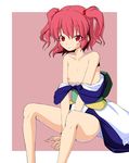  alternate_breast_size bare_shoulders flat_chest hair_bobbles hair_ornament kyuu_you nipples onozuka_komachi red_eyes red_hair short_hair solo touhou two_side_up younger 