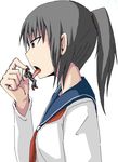  giantess licking miniboy oekaki pixiv277281 ponytail school_uniform serafuku simple_background terada_ochiko tongue vore 