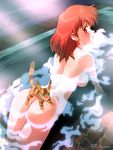  :o ass bath blush breasts earrings highres jewelry kaze_no_tani_no_nausicaa kikumaru_bunta looking_back medium_breasts nausicaa nude partially_submerged solo teto 