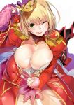  breasts dress fate/grand_order marushin nipples no_bra open_shirt saber_extra see_through 