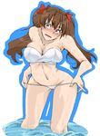  alicia_melchiott bad_id bad_pixiv_id bikini blush breasts brown_hair cleavage large_breasts lowleg lowleg_bikini oekaki senjou_no_valkyria senjou_no_valkyria_1 sima solo swimsuit twintails water 