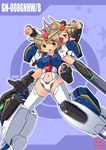  &gt;_&lt; bazooka blush eyes_closed gundam gundam_00 mecha ms_girl oborogumo_takamitsu piggyback seraphim_gundam seravee weapon 