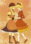  aki_minoriko aki_shizuha bad_id bad_pixiv_id blonde_hair hat leaf multiple_girls short_hair siblings sisters touhou yan_(artist) 