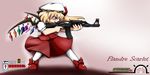  blonde_hair bloodycat character_name flandre_scarlet gun hat ponytail red_eyes short_hair side_ponytail solo touhou weapon wings 