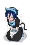  animal_ears battle_spirits blue_hair blush cat_ears collar hideto_suzuri maid off_shoulder trap 
