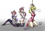  3girls bondage character_request higurashi_no_naku_koro_ni princess_peach super_mario tennis_racket 