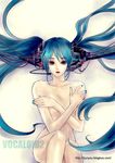  aqua_eyes aqua_hair bad_id bad_pixiv_id breast_hold breasts hatsune_miku highres lijunyou long_hair nude solo twintails very_long_hair vocaloid 