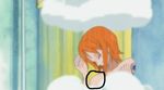  cap cloud nami no_nipples one_piece orange_hair rain shower tattoo wet 