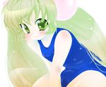  green_hair hair_bobbles hair_ornament kodomo_no_jikan kokonoe_rin long_hair one-piece_swimsuit school_swimsuit solo suzusato_rinka swimsuit 