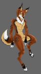  abs brown_fur canid canine chest_plumage fox fur girly green_eyes invalid_background invalid_tag koiffu male mammal neutral nude paws simple_background solo stripes 