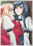  blush fervent_idiot half_updo himemiya_chikane kannazuki_no_miko kurusugawa_himeko mouth_hold multiple_girls yuri 