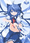  belly blue_eyes blue_hair bow breasts cirno groin ideolo navel short_hair small_breasts solo touhou underboob wings 