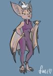  chiropteran clothing fan_character female fuzzywuzzylittletail mammal microchiropteran phyllostomid simple_background solo standing vampire_bat wings yangochiropteran 