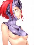  adapted_costume breasts covered_nipples fumio_(rsqkr) grey_eyes medium_breasts red_hair short_hair soldier solo underboob x-com 