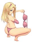  animal_ears ass barefoot blonde_hair blue_eyes bra breasts cat_ears large_breasts lingerie long_hair original panties solo thong toya_(yuyasilust) underwear underwear_only 