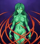  breasts cat_eyes cloud_of_darkness collarbone evil final_fantasy final_fantasy_iii gradient gradient_background green_hair green_sclera green_skin kuroitsuki lips long_hair mound_of_venus navel no_nipples no_pussy nude open_mouth possessed possession refia slit_pupils tentacle transformation yellow_eyes 
