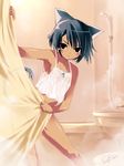  animal_ears bath bottomless breasts bubble camisole cat_ears highres kawata_hisashi nipples original see-through shirt showering signature small_breasts solo tail wet wet_clothes wet_shirt 