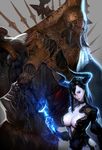  bad_id bad_pixiv_id breasts chain choker cleavage copyright_request demon_girl helmet horns huge_breasts monster numon_quallet solo 