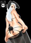  animal_ears ass back bunny_ears bunny_tail g-string garter_belt glasses judge_martin long_hair looking_back original panties solo tail thighhighs thong underwear white_hair 