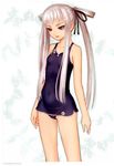  absurdres flat_chest highres houmei long_hair one-piece_swimsuit purple_eyes shining_(series) shining_wind solo swimsuit tanaka_takayuki white_hair zoom_layer 