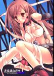  blush breasts brown_eyes brown_hair cleavage final_fantasy final_fantasy_vii large_breasts long_hair ribbon tifa tifa_lockhart torn_clothes 