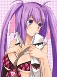  bad_id bad_pixiv_id beatmania beatmania_iidx breasts cleavage large_breasts long_hair mikipa mizushiro_celica necktie purple_eyes purple_hair solo twintails 