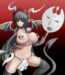 695_(mukuko) bad_id bad_pixiv_id bat_wings breasts choker copyright_request demon_girl fang fundoshi horns japanese_clothes large_breasts long_hair navel pasties pointy_ears skull solo succubus tail thighhighs topless wings 
