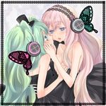  bad_id bad_pixiv_id blonde_hair blue_eyes breast_grab breasts cleavage grabbing hat hatsune_miku headphones long_hair magnet_(vocaloid) medium_breasts megurine_luka mikipa multiple_girls pink_hair vocaloid yuri 