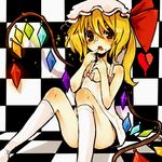 bad_id bad_pixiv_id blonde_hair flandre_scarlet hat one_side_up ponytail red_eyes short_hair solo sottan touhou wings 