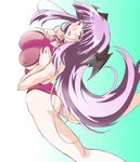  arched_back ass blue_eyes blush breast_suppress breasts covered_nipples facial_mark fenrir_(ikusa_otome_valkyrie) forehead_mark head_wings ikusa_otome_valkyrie large_breasts long_hair one-piece_swimsuit purple_hair sideboob solo swimsuit tamaru_makoto undersized_clothes very_long_hair wedgie 