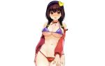  bikini blush braids brown_eyes brown_hair erect_nipples konbu_wakame navel onii-san_no_hikkoshi_no_katazuke_ga_susumanai photoshop swimsuit white yuichi_hiiragi 