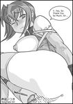  ass breasts censored detached_sleeves dildo english greyscale kannagi_itsuki large_breasts monochrome solo sora_wo_kakeru_shoujo thighhighs vibrator zero_hime 